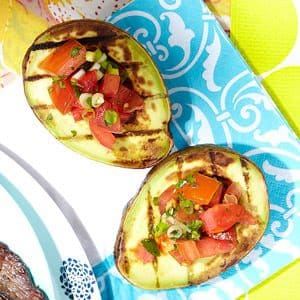 healthy grilled avocado for Bank Holiday BBQ for weight loss and slimming